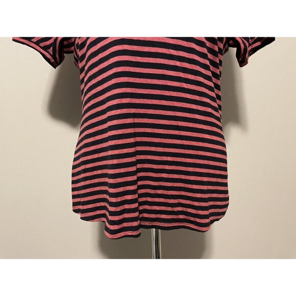 BCBG Max Azria "Portia" Red and Navy Striped Knit Top, Size S - Picture 5 of 7